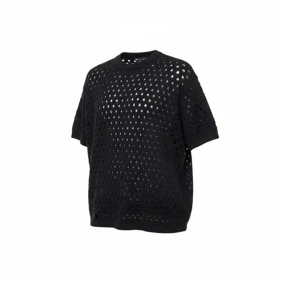 Asos Top Womens Large Black Open Knit Sheer Whimsigoth Breathable Unlined Design - Picture 1 of 12